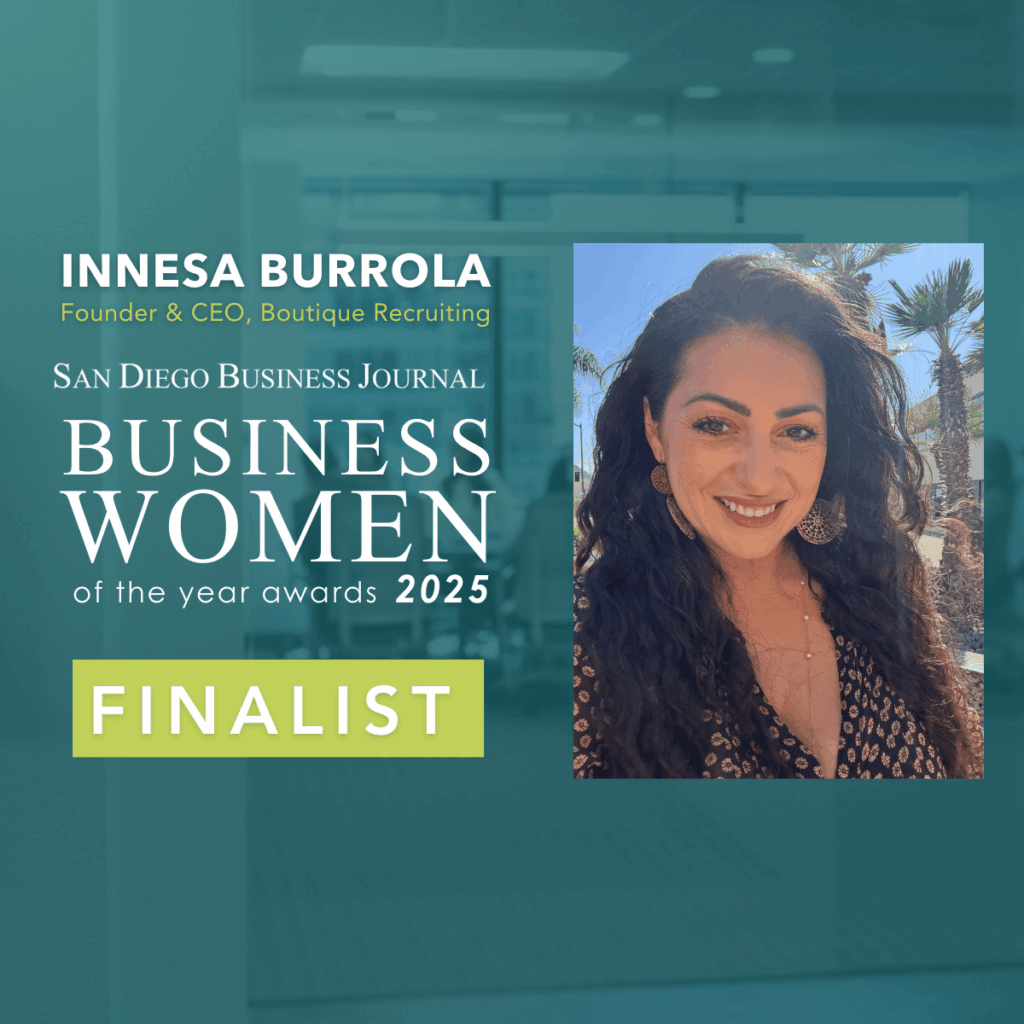 Boutique Recruiting CEO Innesa Burrola Named Finalist for San Diego Business Journal’s Business Women of the Year Awards 2025 for the Third Time