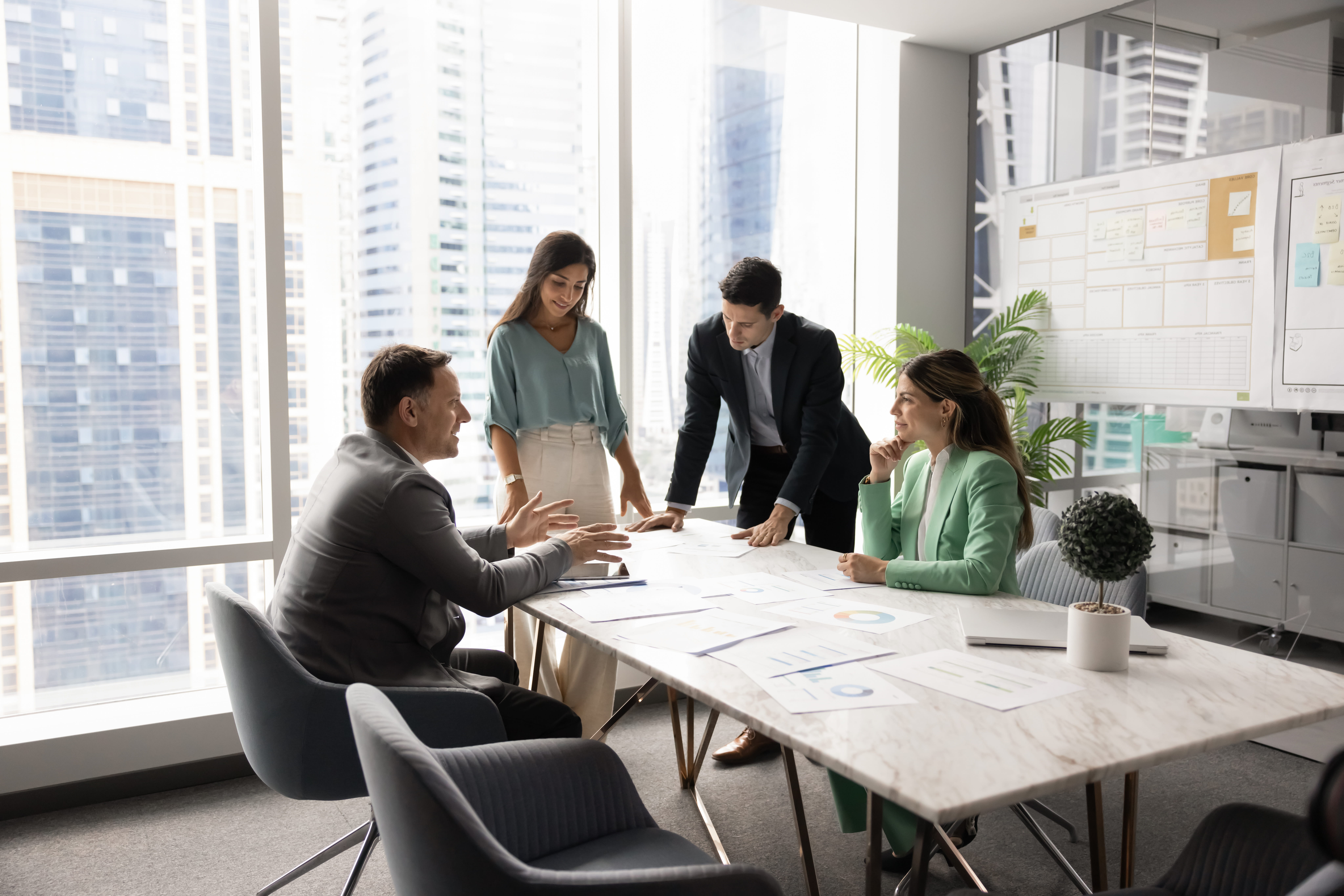 employees in a meeting